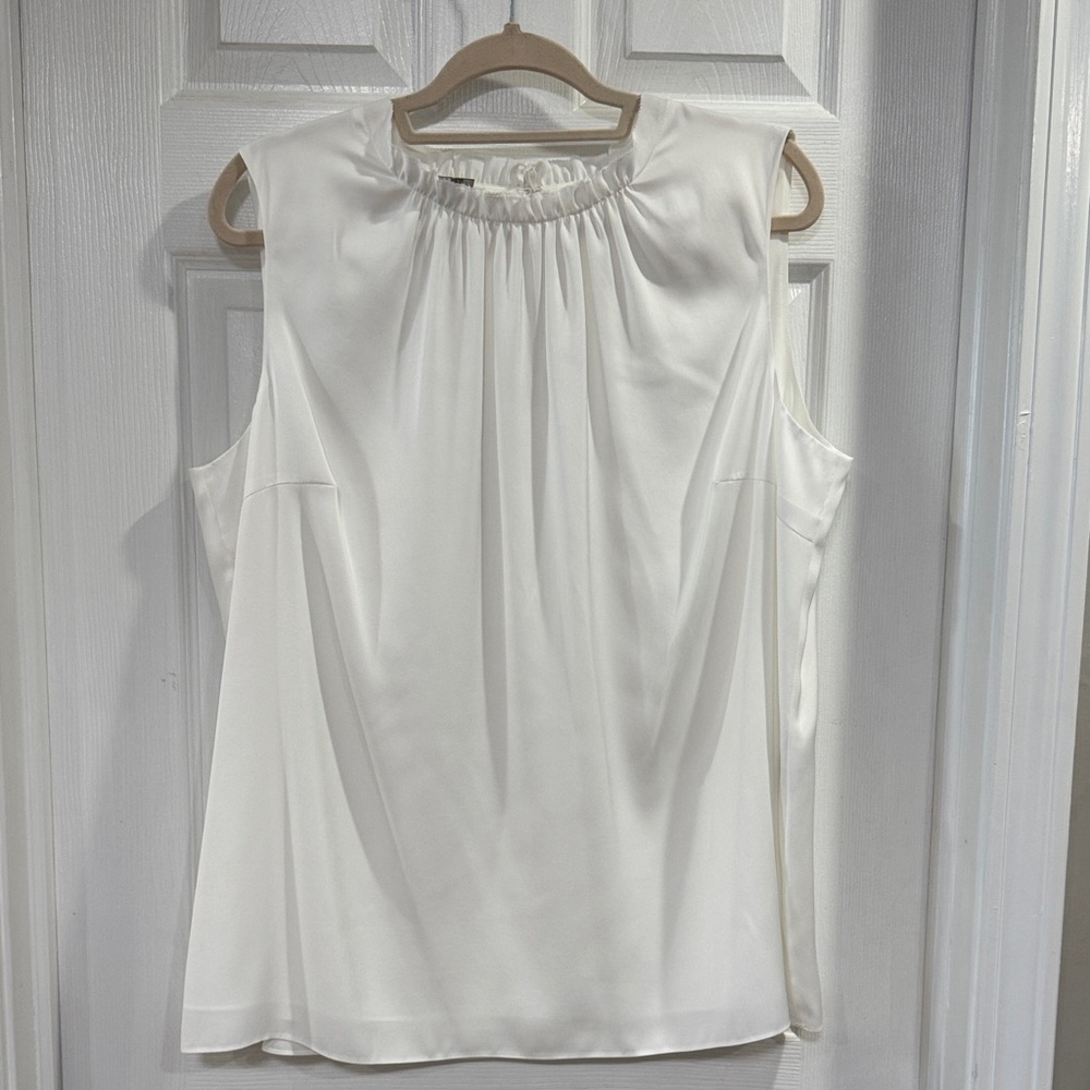 Hobbs London Sleeveless Gathered Neck Blouse in White